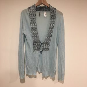 BKE Buckle Blue & Black Cardigan Sweater Tunic